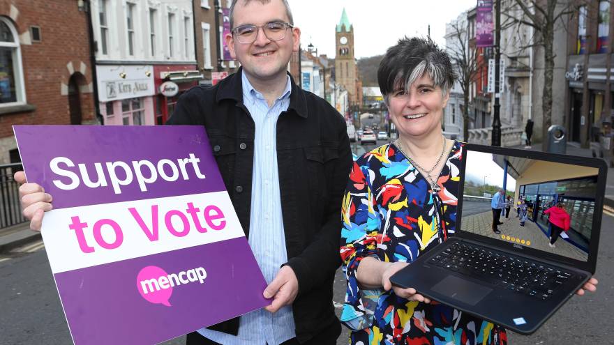 Mencap staff showing support to vote logo