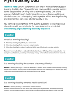 The first page of the myth busting quiz